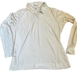 Nike Golf Fit Dry Long Sleeve Polo Size L White Stripe Sporty Classic  A154
